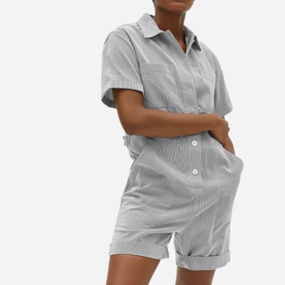 Everlane Cotton Weave Romper Striped